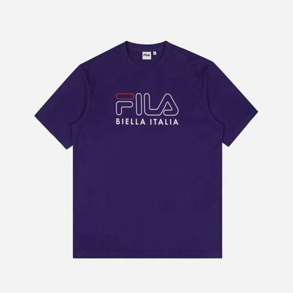 Fila 3D Logo S/S Women's T-Shirts - Purple,NZ 639-60217